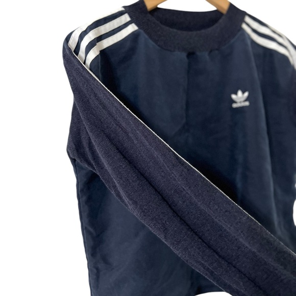 ADIDAS Striped Mesh Long Sleeve Embroidered Blue Shirt Top - Picture 7 of 7